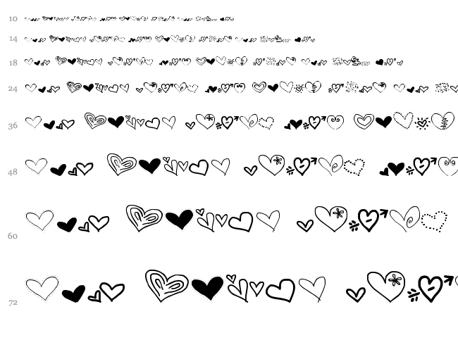 MTF Heart Doodle font waterfall